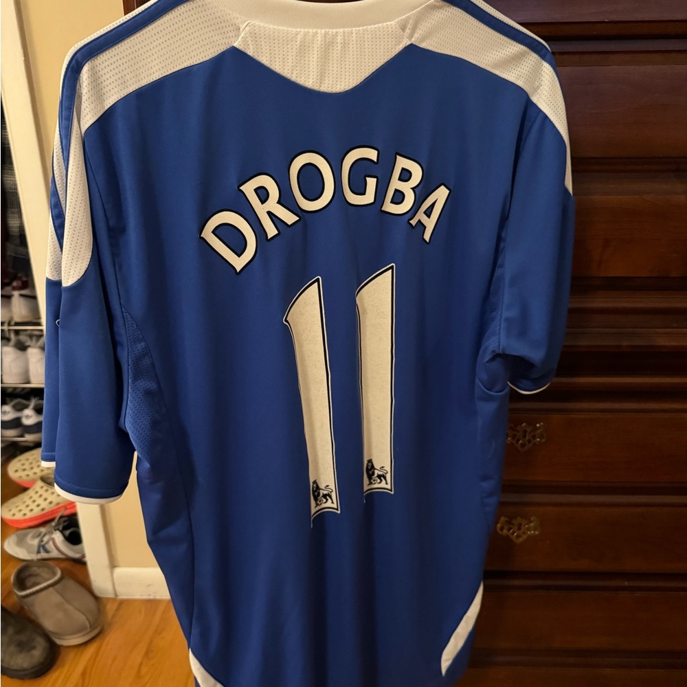 Adidas Chelsea FC Striped Blue Jersey Drogba #11 - Picture 3 of 5